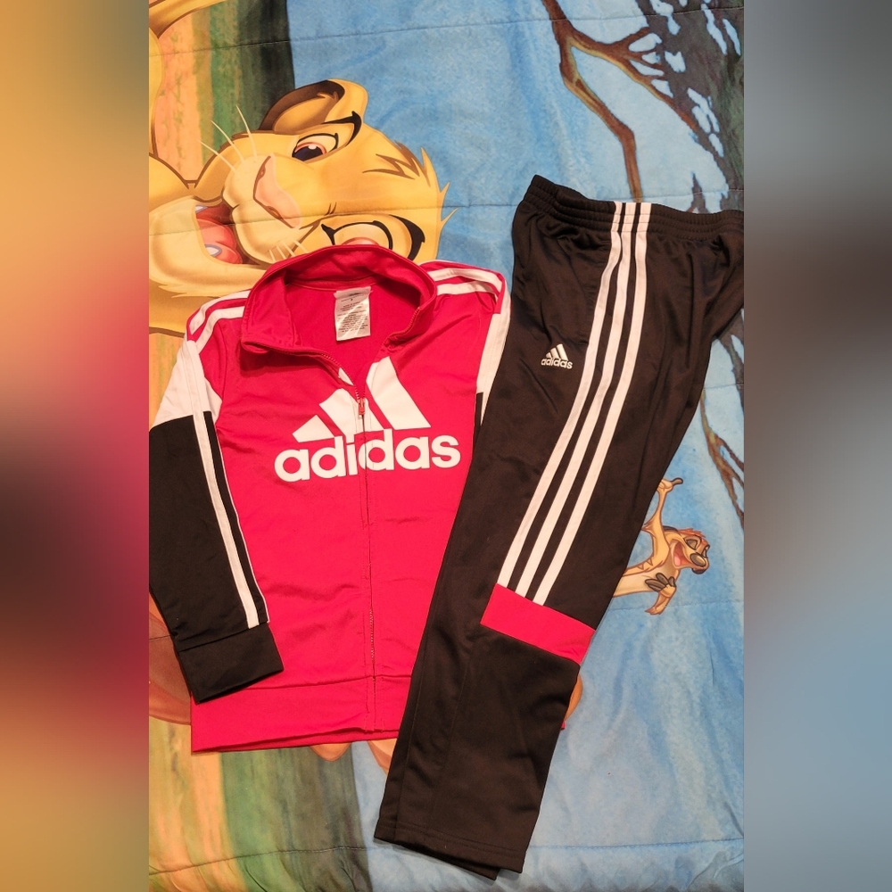 Adidas Red Jacket and Black Pants Set